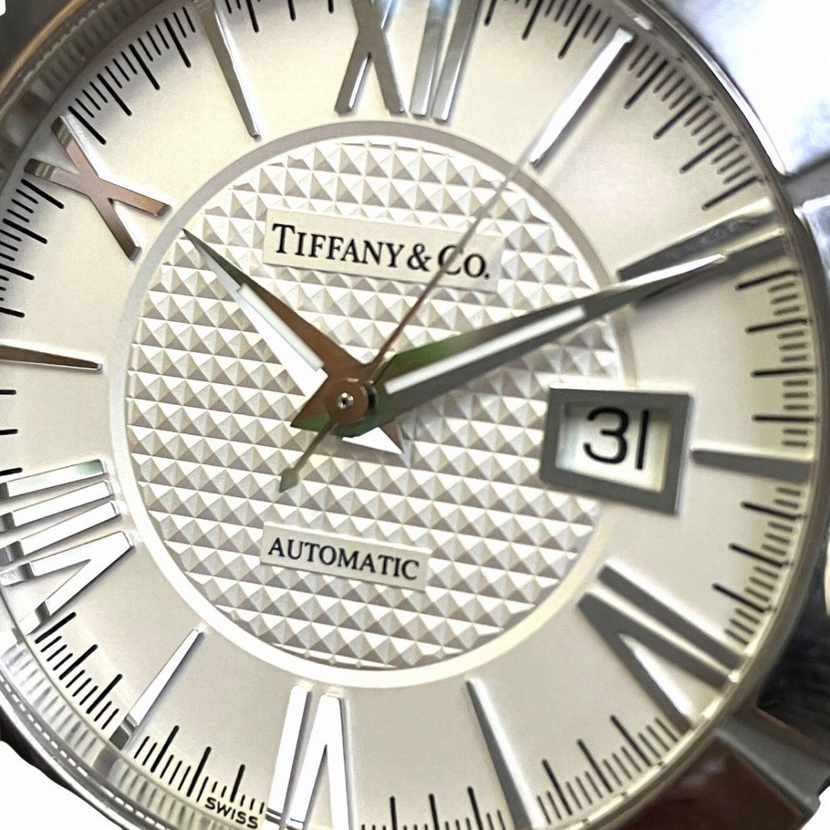 Tiffany & Co Atlas Watch SS Leather Automatic Winding Silver Dial — view 4