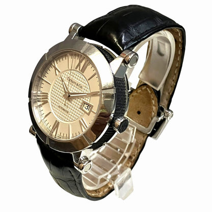 Tiffany & Co Atlas Watch SS Leather Automatic Winding Silver Dial — view 2