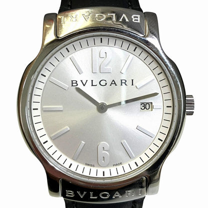 Bvlgari Solo Tempo Watch SS Leather Quartz