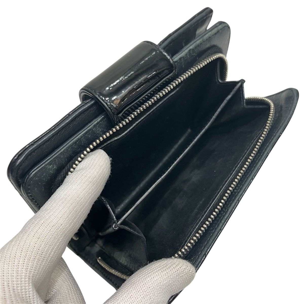 Chanel CC Logo Quilted Bifold Wallet Enamel — view 6