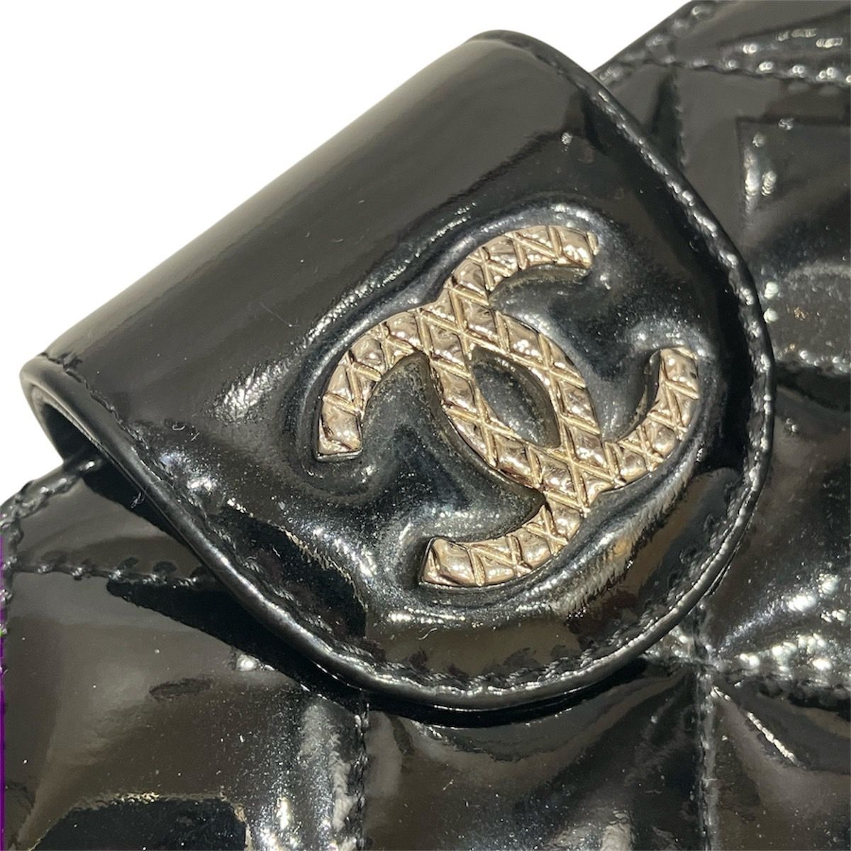 Chanel CC Logo Quilted Bifold Wallet Enamel — view 8