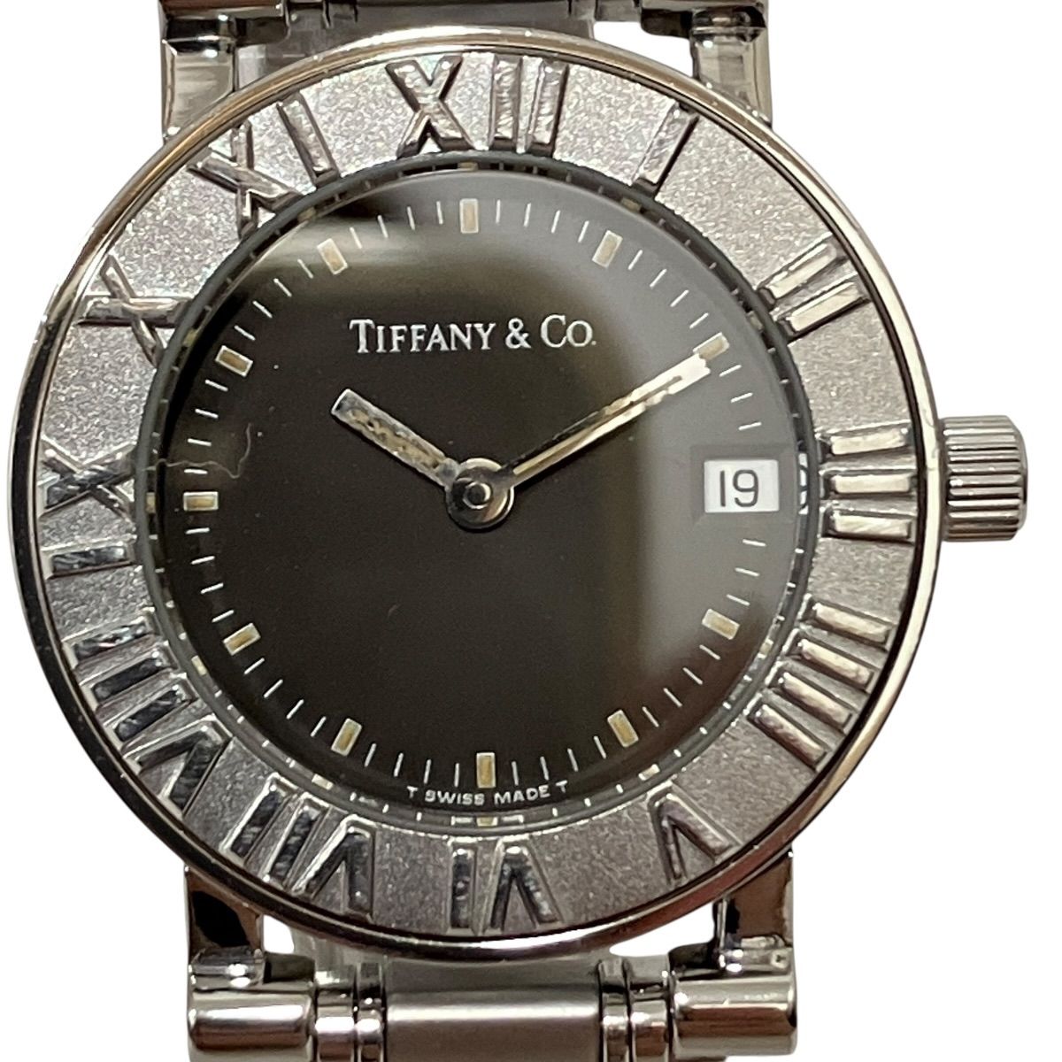 Tiffany & Co Atlas Watch SS Quartz Black Dial