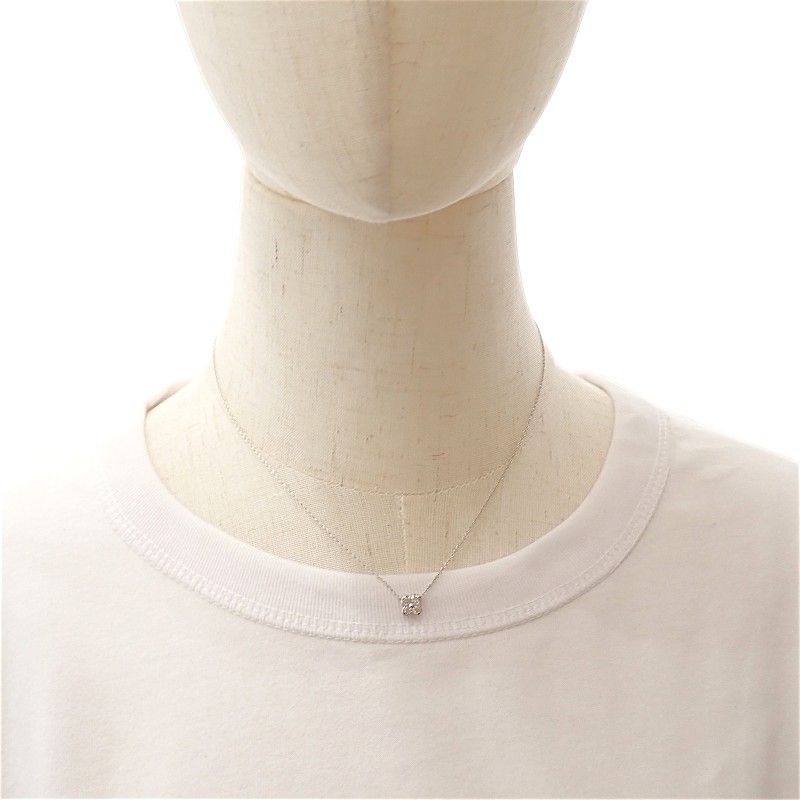 Tiffany & Co Bezel Set Necklace Platinum Diamond Silver — view 4