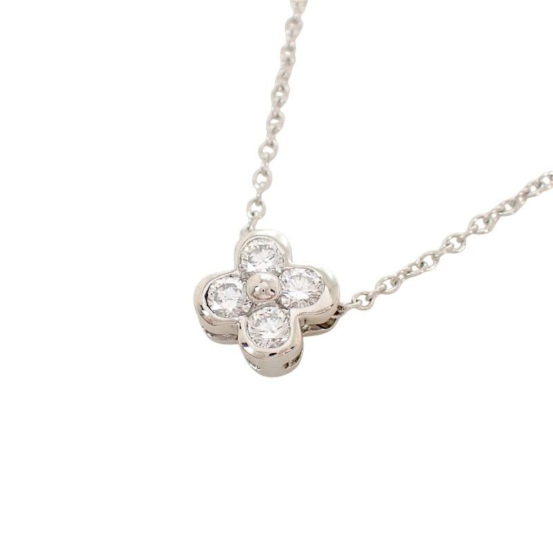 Tiffany & Co Bezel Set Necklace Platinum Diamond Silver — view 6