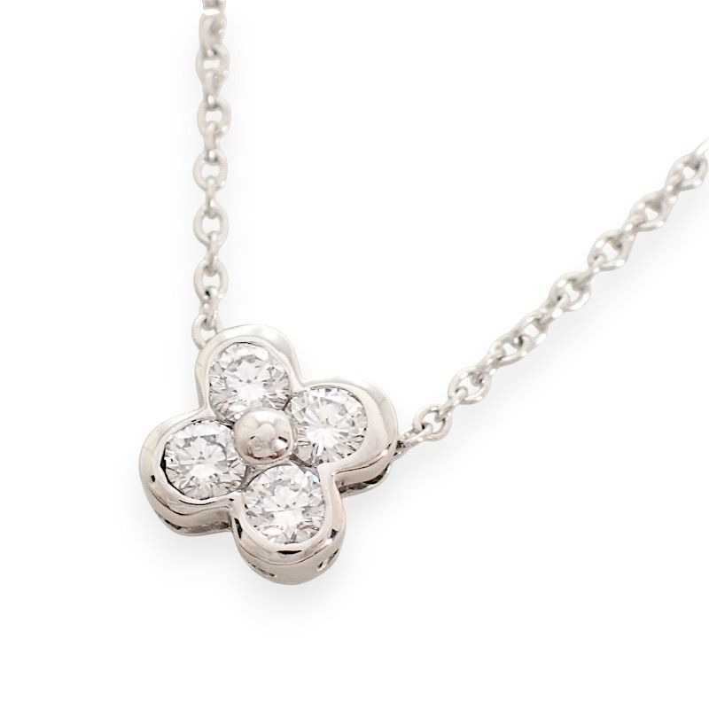 Tiffany & Co Bezel Set Necklace Platinum Diamond Silver
