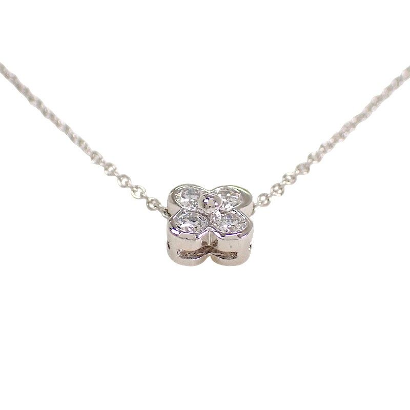 Tiffany & Co Bezel Set Necklace Platinum Diamond Silver — view 8