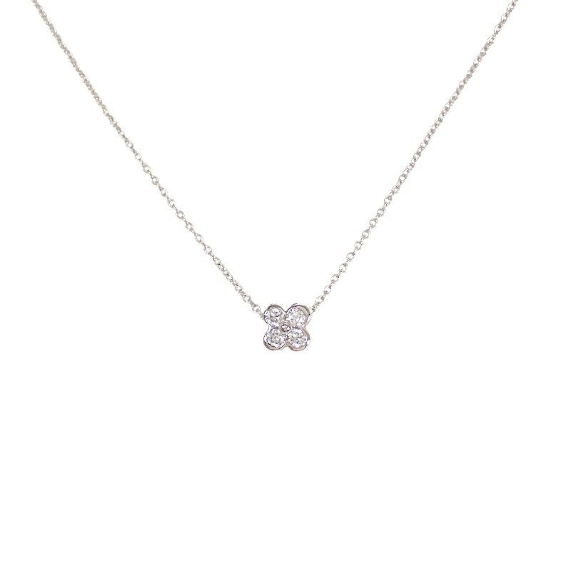 Tiffany & Co Bezel Set Necklace Platinum Diamond Silver — view 2