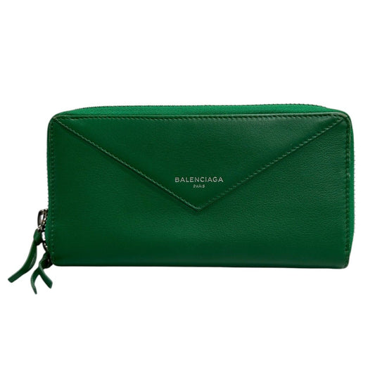 Balenciaga Paper Green Leather Wallet