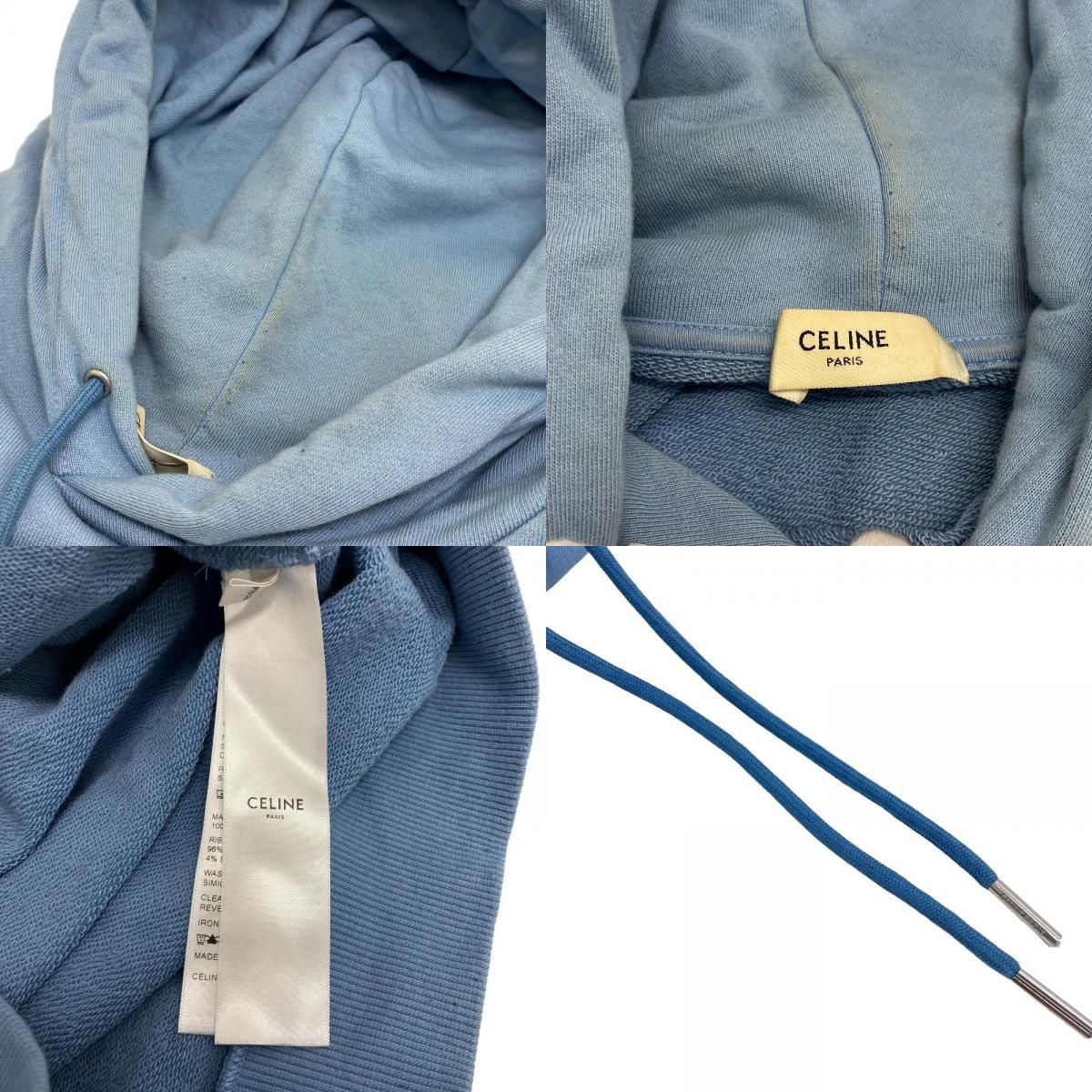 Celine Eddie Era Cotton Hoodie Blue — view 8