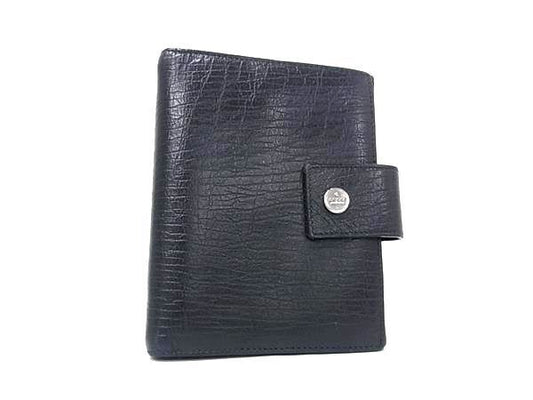Gucci Notebook Cover Black Leather 6 Hole Type Agenda