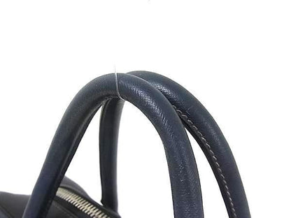 Prada Handbag Triangle Logo Navy Saffiano Leather Business Briefcase Silver — view 2