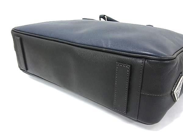 Prada Handbag Triangle Logo Navy Saffiano Leather Business Briefcase Silver — view 4