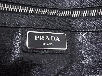 Prada Handbag Triangle Logo Navy Saffiano Leather Business Briefcase Silver — view 6