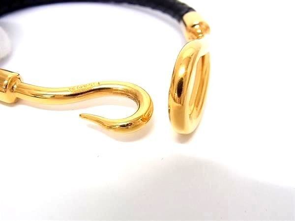 Hermes Bracelet Jumbo Black Leather Braided Gold — view 3