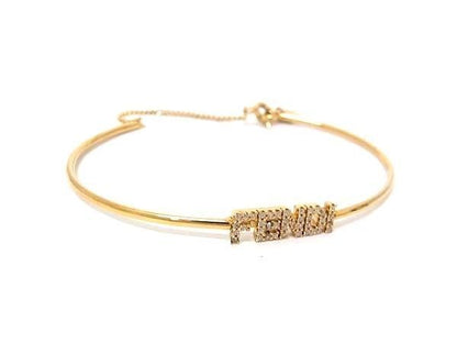 Fendi Bracelet Graffiti Gold Metal Rhinestone