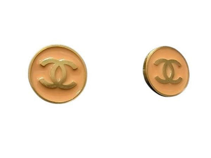 Chanel Earrings CC Logo Gold Orange Metal Clip on