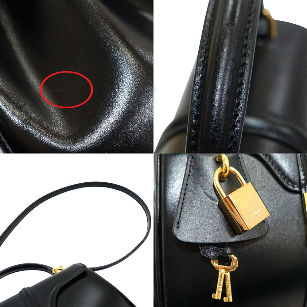 Celine Seeds 16 Small Handbag 2-Way Leather Black Gold — view 6