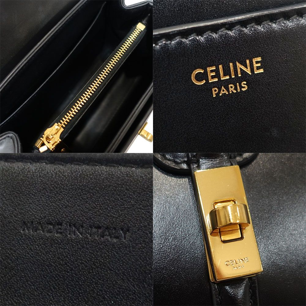 Celine Seeds 16 Small Handbag 2-Way Leather Black Gold — view 5