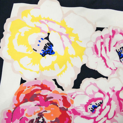 Chanel Scarf Camellia Print Silk Black Pink Multicolor Large 87 — view 7