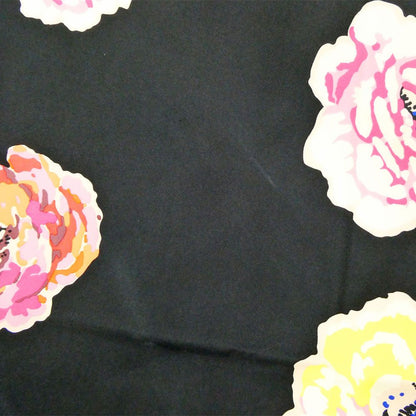 Chanel Scarf Camellia Print Silk Black Pink Multicolor Large 87 — view 5