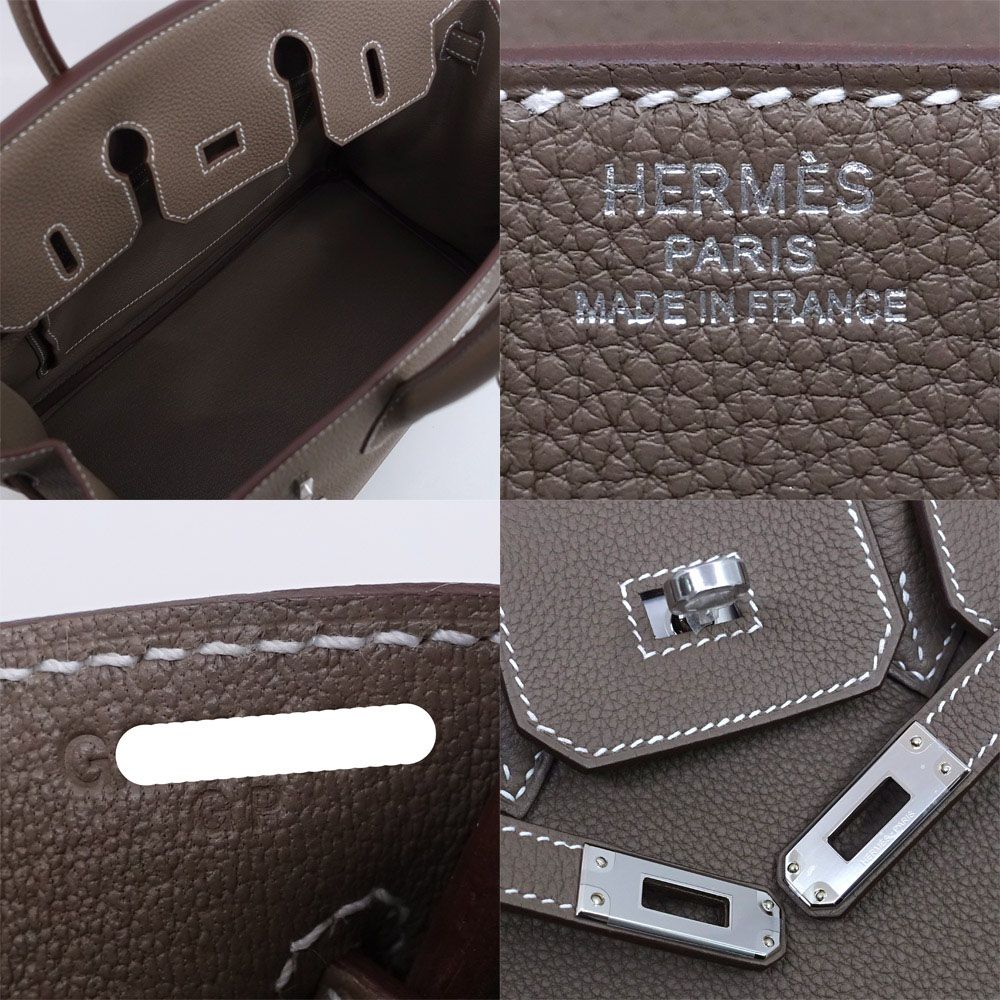 Hermes Birkin 25 Handbag Togo Etoupe Gray Ju Kei Silver — view 5