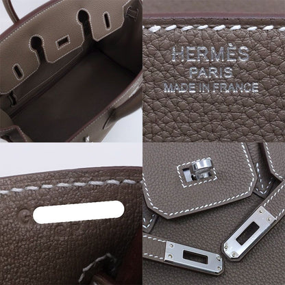 Hermes Birkin 25 Handbag Togo Etoupe Gray Ju Kei Silver — view 5