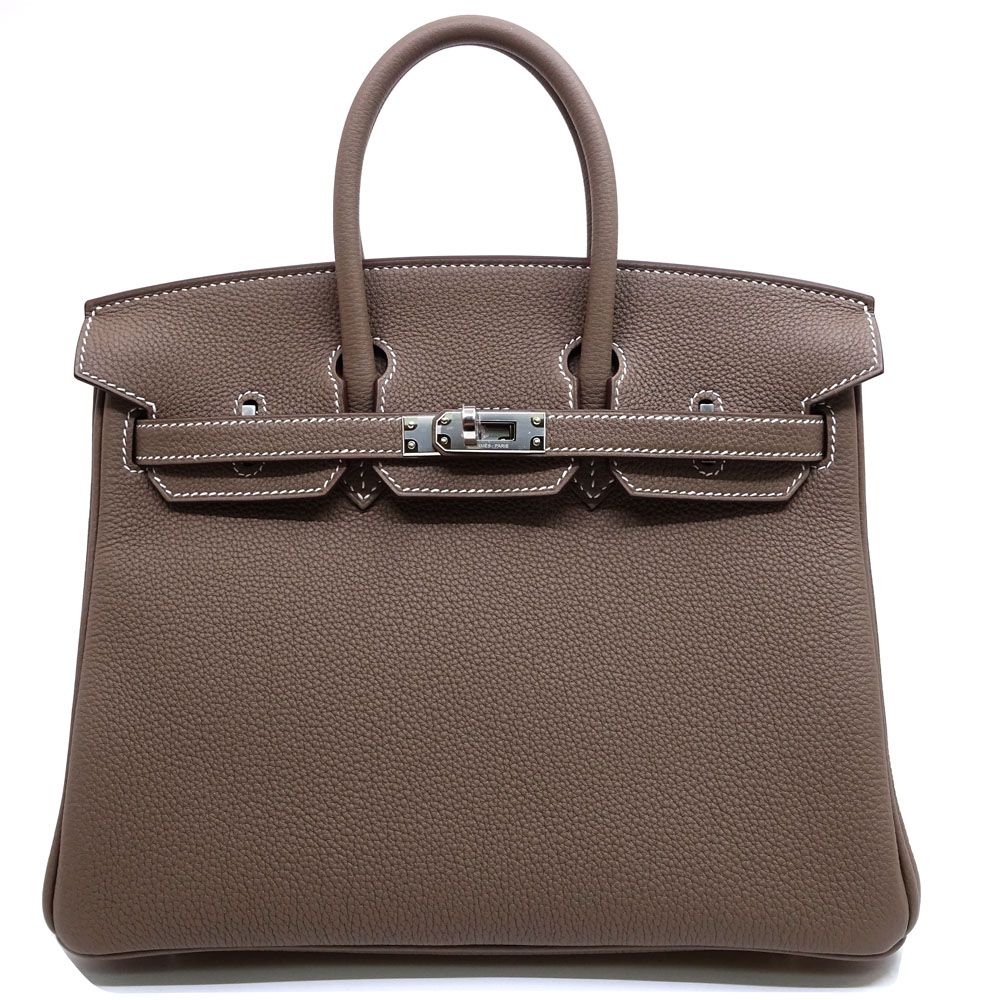 Hermes Birkin 25 Handbag Togo Etoupe Gray Ju Kei Silver