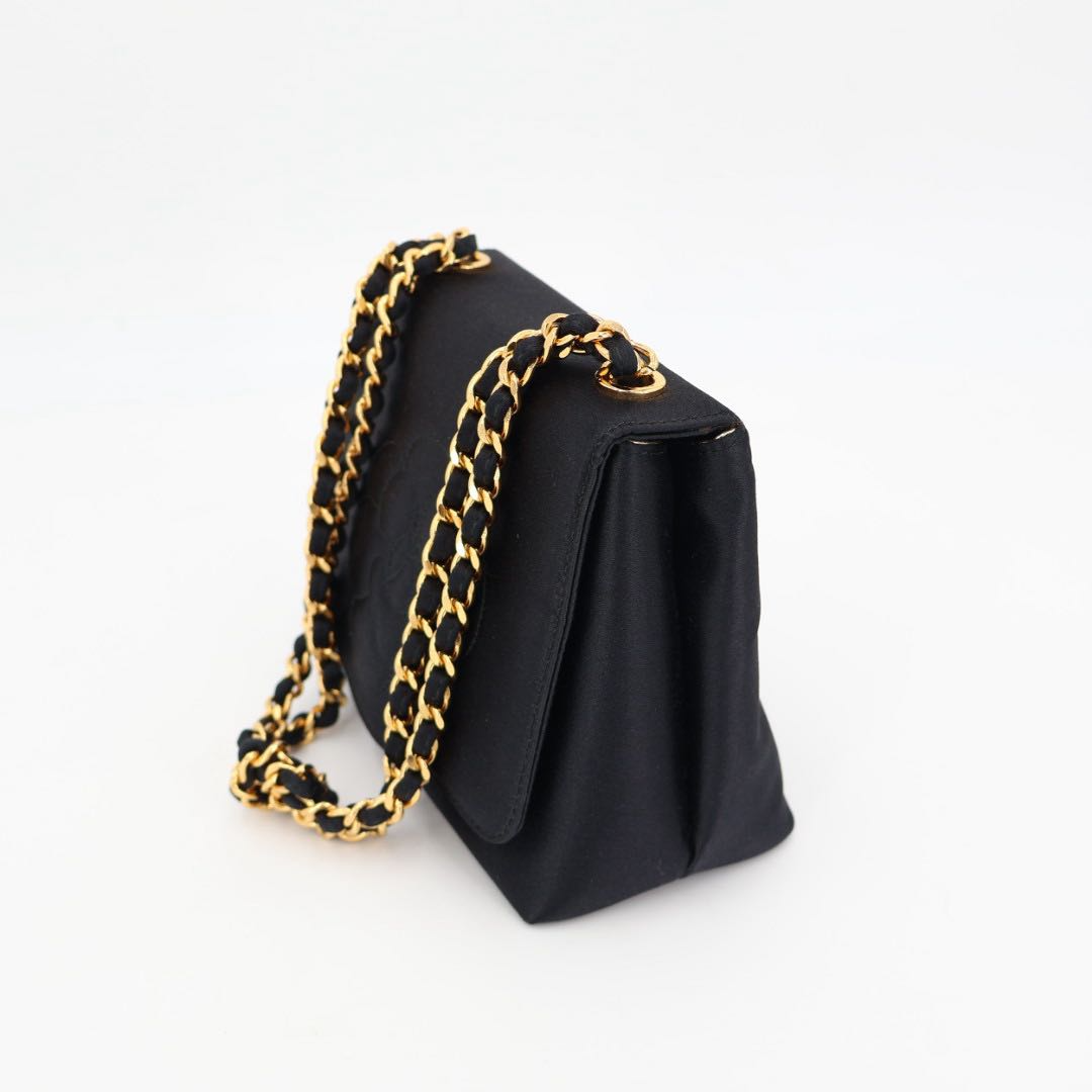 Chanel Quilted Satin Camellia Shoulder — view 6