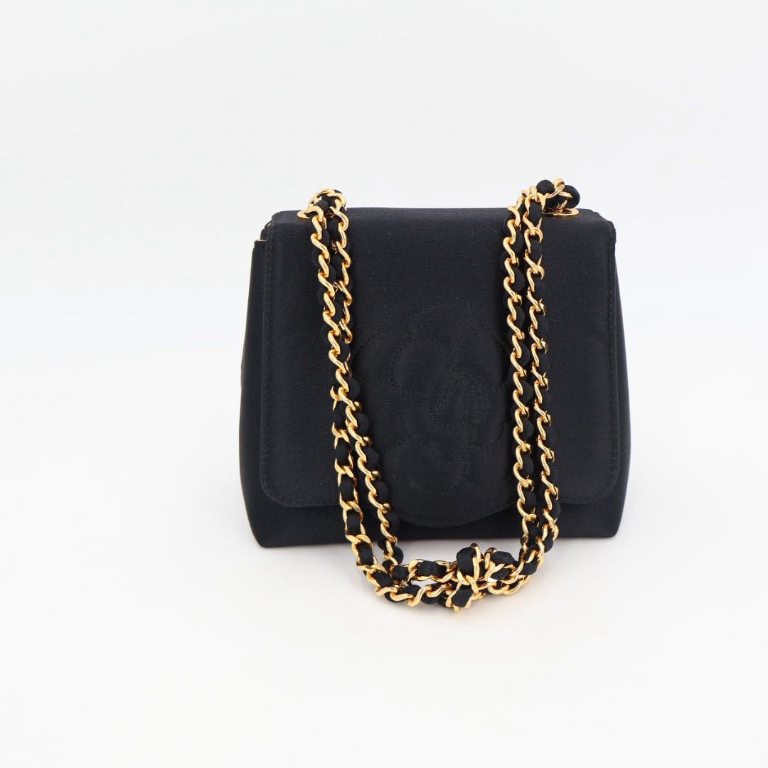 Chanel Quilted Satin Camellia Shoulder — view 2