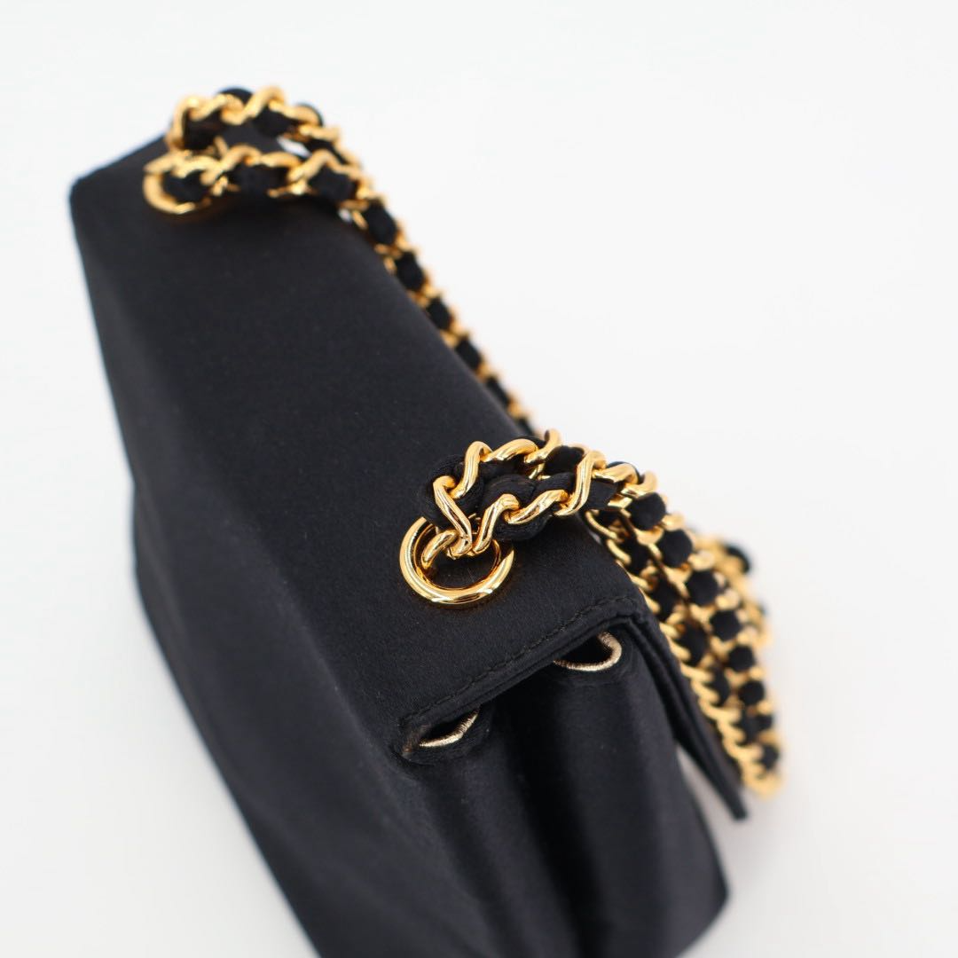 Chanel Quilted Satin Camellia Shoulder — view 4
