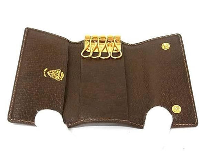 Gucci Key Case Interlocking Beige Brown GG Supreme Leather Quadruple Strand — view 3