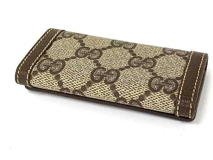 Gucci Key Case Interlocking Beige Brown GG Supreme Leather Quadruple Strand — view 2