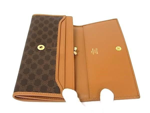 Celine Wallet Macadam Pattern Brown Leather Bifold Kiss Lock — view 3