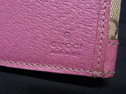 Gucci Wallet GG Canvas Brown Pink Hook Bifold Gold — view 6