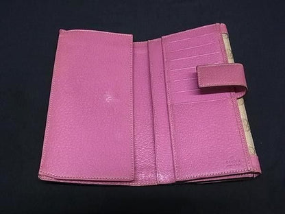 Gucci Wallet GG Canvas Brown Pink Hook Bifold Gold — view 3
