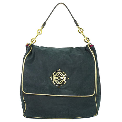 Loewe Maia Anagram Shoulder Bag Suede Leather Black