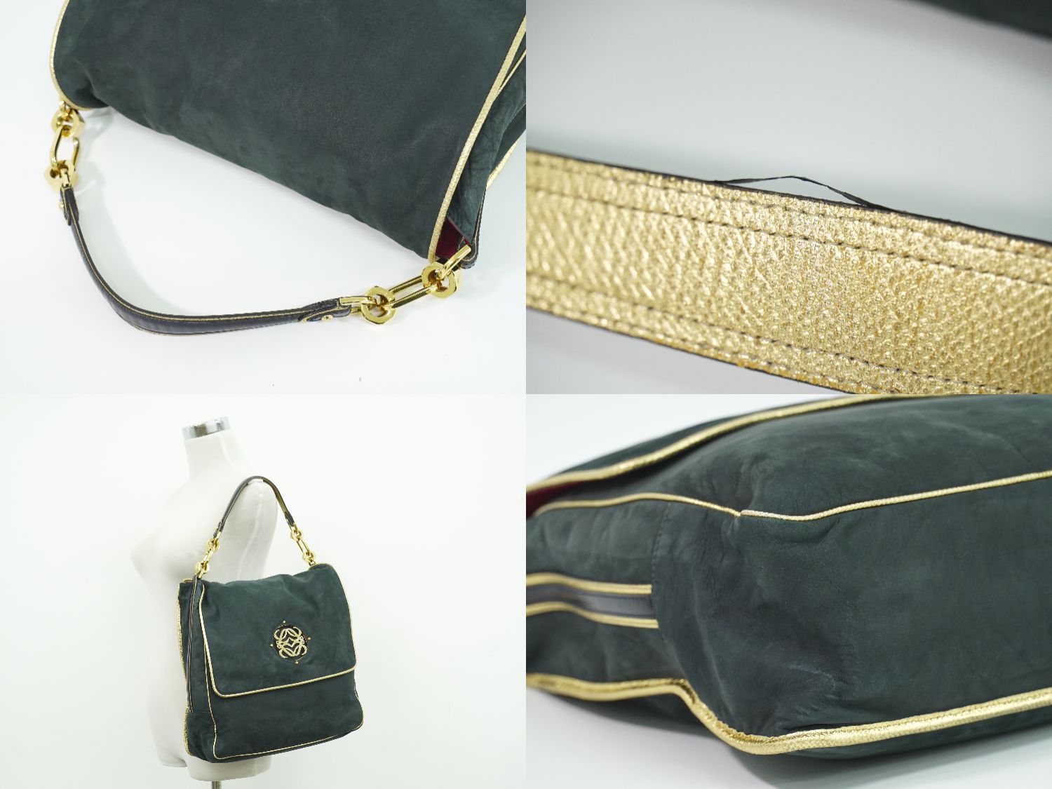 Loewe Maia Anagram Shoulder Bag Suede Leather Black — view 6