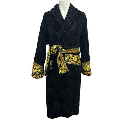 Versace Cardigan L Black Yellow Bathrobe Medusa