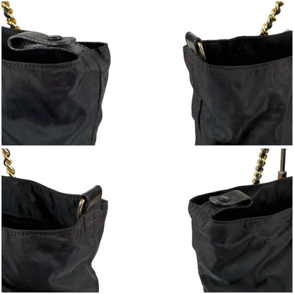 Prada Triangle Logo Quilted Processing Chain Shoulder Bag Black Nero Tessuto — view 7
