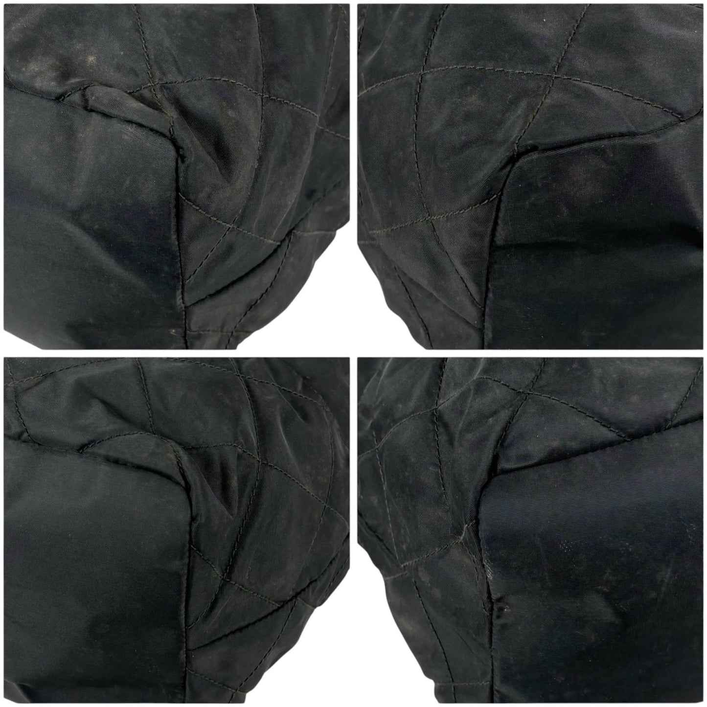 Prada Triangle Logo Quilted Processing Chain Shoulder Bag Black Nero Tessuto — view 8