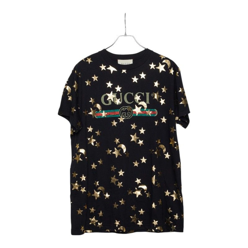 Gucci Sherry Line Star Moon Crew Neck T-Shirt Short Sleeve M Black Cotton