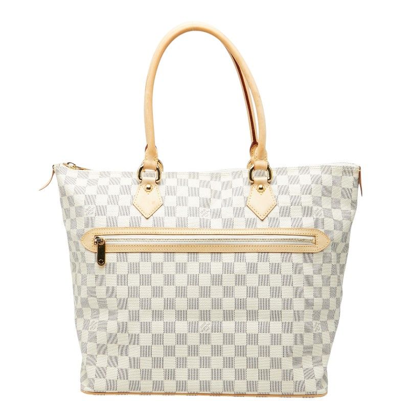 Louis Vuitton Damier Azur Saleya GM Tote White Leather