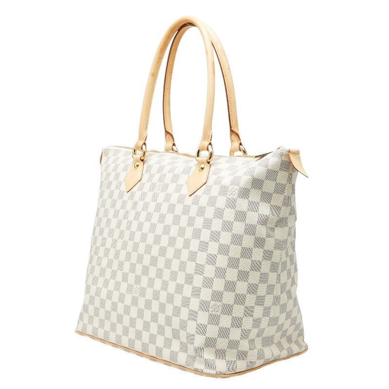 Louis Vuitton Damier Azur Saleya GM Tote White Leather — view 2