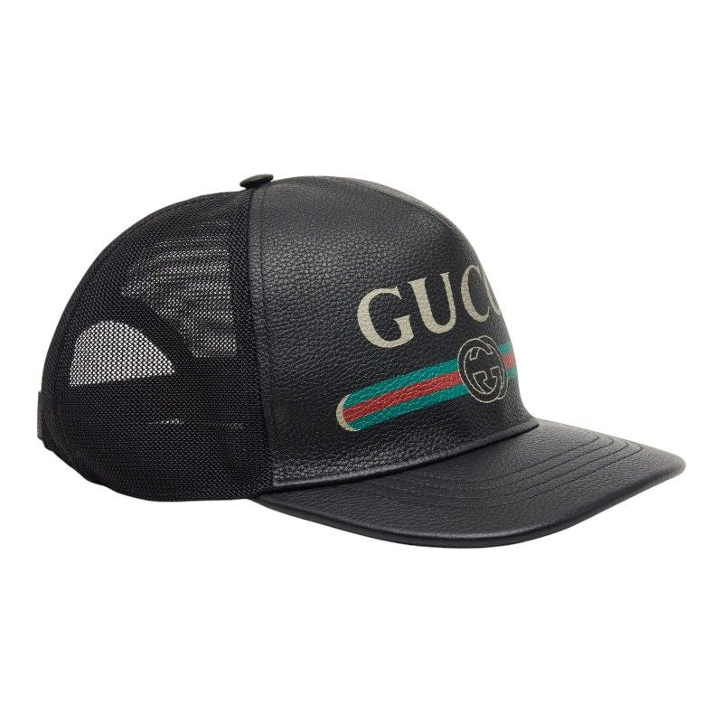 Gucci Interlocking Sherry Line Baseball Cap Mesh XL 60 Black Leather 1 — view 3