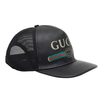 Gucci Interlocking Sherry Line Baseball Cap Mesh XL 60 Black Leather 1 — view 3
