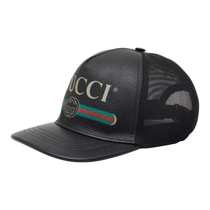 Gucci Interlocking Sherry Line Baseball Cap Mesh XL 60 Black Leather 1 — view 2