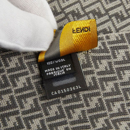 Fendi Micro FF Jacquard Shawl Gray Wool 1- Scarf — view 5