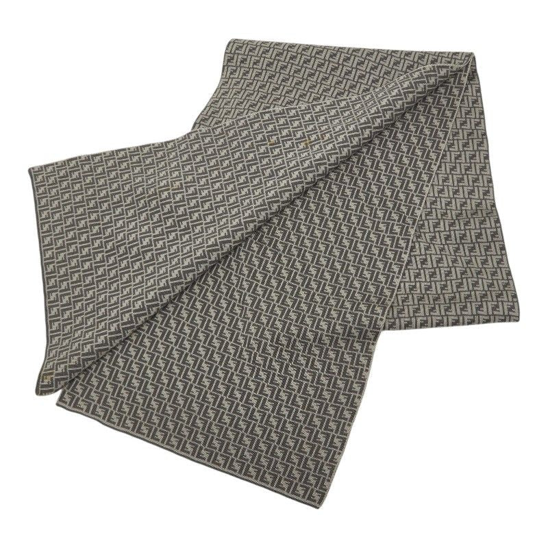 Fendi Micro FF Jacquard Shawl Gray Wool 1- Scarf — view 2