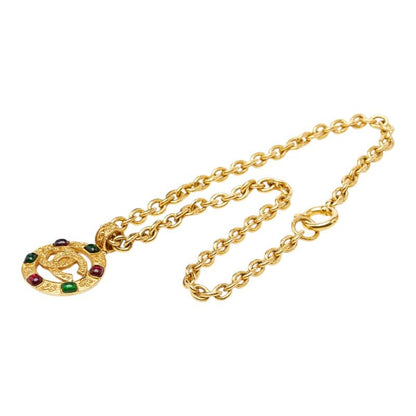 Chanel CC Logo Gripoix Necklace Gold Plated — view 4