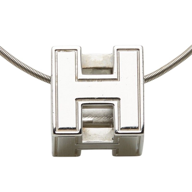 Hermes Cage de Ash Cube Necklace Silver Metal — view 2